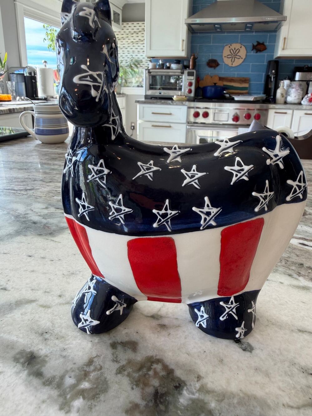 Turov Patriotic Horse Figurine Hand Painted Americana Stars & Stripes Folk Art